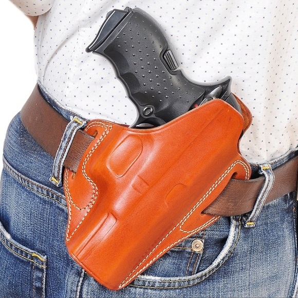 Gun Holster for Glock 17 & 19 OWB Real Leather Tan - Picture 5 of 7